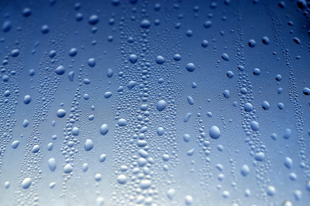 clean window without condensation after film installation in winter