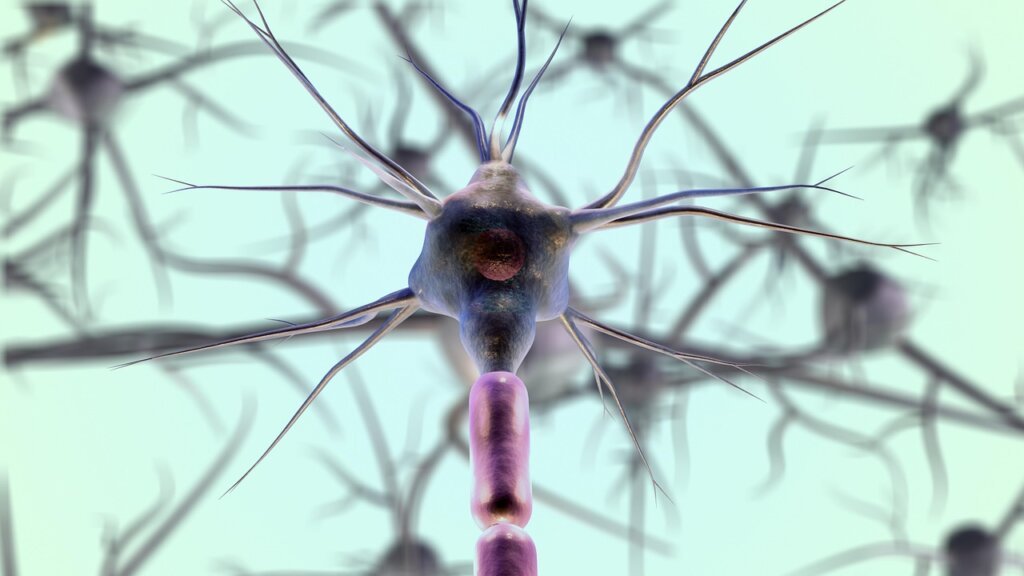 brain neuron illustration with glowing synapses